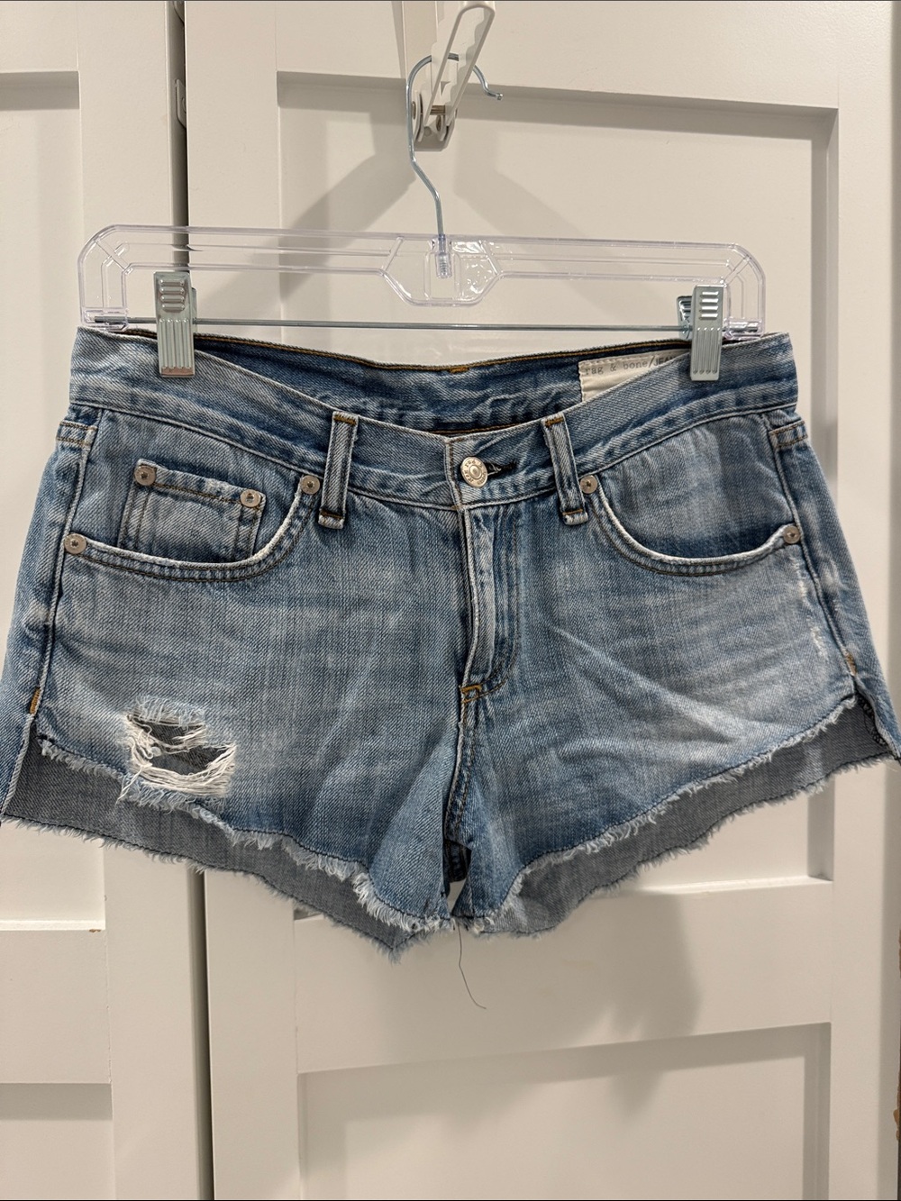 Rag and Bone Chesapeake Light Blue Distressed Denim Women’s Shorts